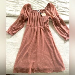 Hayden girls, rose colored polka dot dress, new with tags!